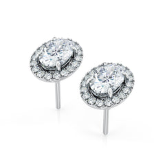 Oval Halo Diamond Stud Earrings