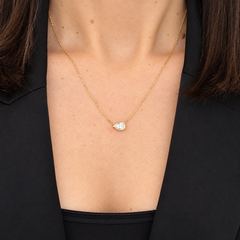 Yellow Gold East-West Bezel Set Pear Lab Diamond Necklace