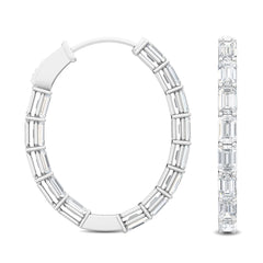 Emerald Cut Lab Grown Diamond Hoop Earrings
