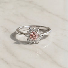 18k White Gold Pink & White Diamond Celestial Cluster Ring