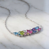 18k White Gold Multi Coloured Sapphire Necklace