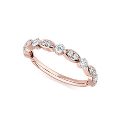 Round Diamond Bead Set Marquise Wedding Ring