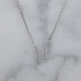 18k White Gold Natural Diamond 'M' Necklace
