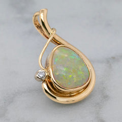 18k Yellow Gold Australian Opal & Diamond Pendant