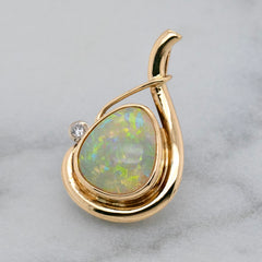 18k Yellow Gold Australian Opal & Diamond Pendant