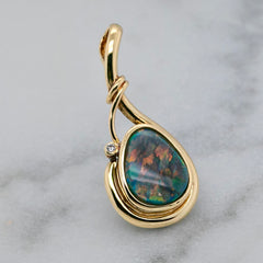 Australian Opal & Diamond Pendant