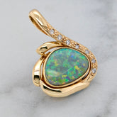 18k Yellow Gold Australian Opal & Diamond Pendant