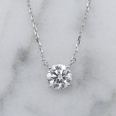18k White Gold Round Lab Grown 1.00ct Diamond Solitaire Necklace