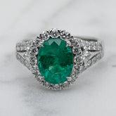 18k White Gold Zambian Emerald & Diamond Dress Ring