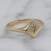 9k Yellow Gold North Star Signet Ring