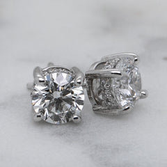 18k White Gold Lab-Grown Diamond Hidden Halo Stud Earrings