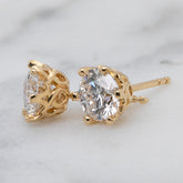 18k Yellow Gold Vintage-Style Diamond Stud Earrings