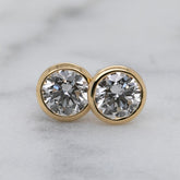 18k Yellow Gold Bezel Set Diamond Stud Earrings