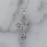 18k White Gold Orthodox Cross Necklace