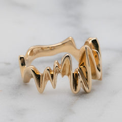Solid 9k Yellow Gold 'Zig Zag' Ring