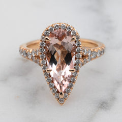 Rose Gold Pink Morganite & Diamond Cocktail Ring