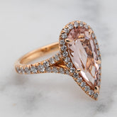 Rose Gold Pink Morganite & Diamond Cocktail Ring