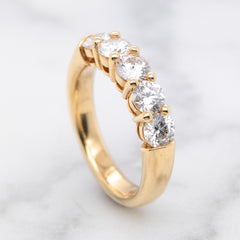 Yellow Gold Five Stone Lab Grown Diamond Eternity Ring