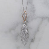 White & Rose Gold Pave Diamond Pendant & Chain