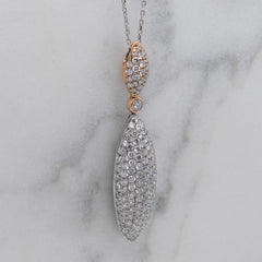 White & Rose Gold Pave Diamond Pendant & Chain