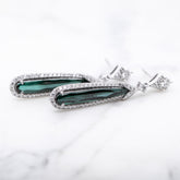 Green Tourmaline & Diamond Drop Earrings