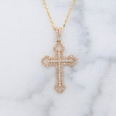 Yellow Gold & Natural Diamond Orthodox Cross Pendant