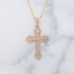 Yellow Gold & Natural Diamond Orthodox Cross Pendant