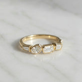 18k Yellow Gold Bezel Set Multi-Shape Diamond Band