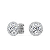 Round Lab Grown Diamond Halo Stud Earrings