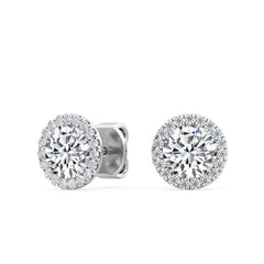 Round Lab Grown Diamond Halo Stud Earrings