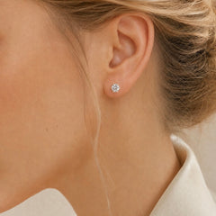 Yellow Gold Lab Grown Diamond Tulip Stud Earrings