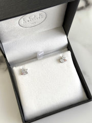 Pink & White Diamond Cluster Earrings