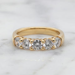 Yellow Gold Five Stone Lab Grown Diamond Eternity Ring