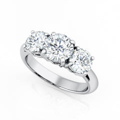 Round Diamond Trilogy Engagement Ring