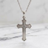Men's 18k White Gold Matte Finish Orthodox Cross - Small