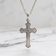 Men's 18k White Gold Matte Finish Orthodox Cross - Small