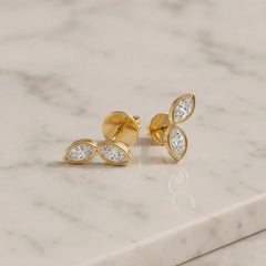 Bezel Set Marquise Diamond Stud Earrings