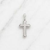 Men's 18k White Gold Matte Finish Orthodox Cross - Small
