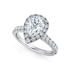 Pear Shape Diamond Halo Engagement Ring