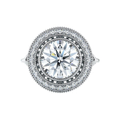 Round Diamond Halo Milgrain Engagement Ring