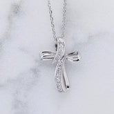 Ladies White Gold Diamond Cross