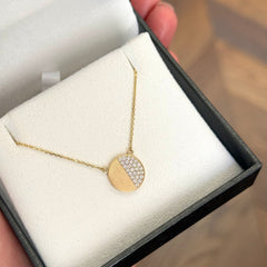 14k Yellow Gold Lab Diamond Medallion Necklace