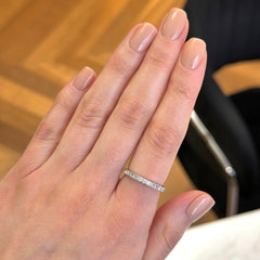 18k White Gold Stackable Milgrain Diamond Ring