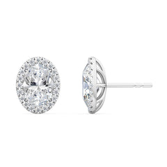 Oval Lab Grown Diamond Halo Stud Earrings