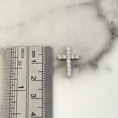 18k White Gold Ladies Lab Grown Diamond Slider Cross Pendant