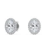 Oval Lab Grown Diamond Halo Stud Earrings