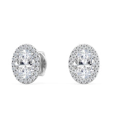 Oval Lab Grown Diamond Halo Stud Earrings