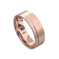 Men's Flat Grooved Wedding Ring