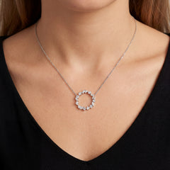 White Gold Mixed Shape Lab Grown Diamond Eternity Pendant & Chain