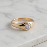 Yellow Gold Lab Grown Brilliant Cut Diamond Signet Ring